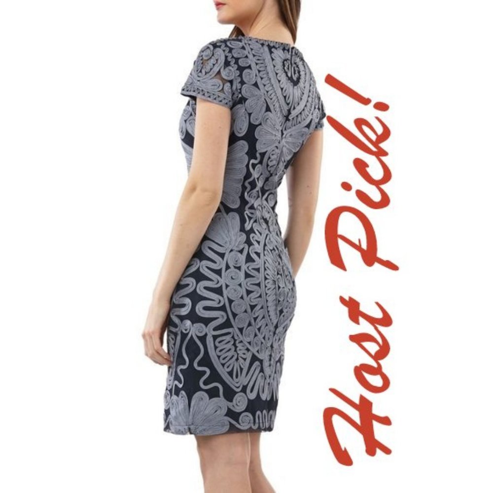 JS Collections New Dress Soutache Ribbon Lace Mesh Sheath Gown CHIC Women's🎉HP